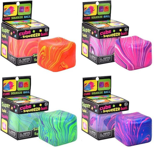 Needoh Squishy Knetwürfel Marmormuster, Stressabbau Fidget Spielzeug, black - Bild 1