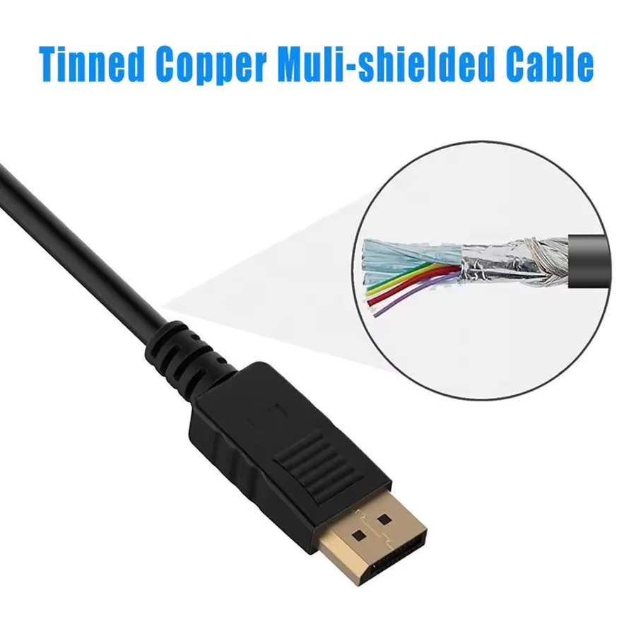 VIKEFON DisplayPort zu VGA Adapter Konverter Kabel in Schwarz, Full HD 1080p, Länge: 1,8 m - Bild 2