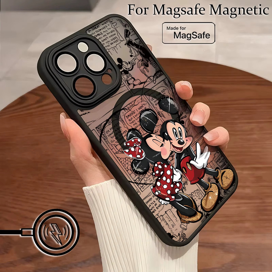 Mickey Minnie Handyhülle für iPhone 11 bis 17 Pro Max Mini XR XS X 7 8 Plus mit matter magnetischer Rückseite in Multicolour von Potdemiel - Bild 1