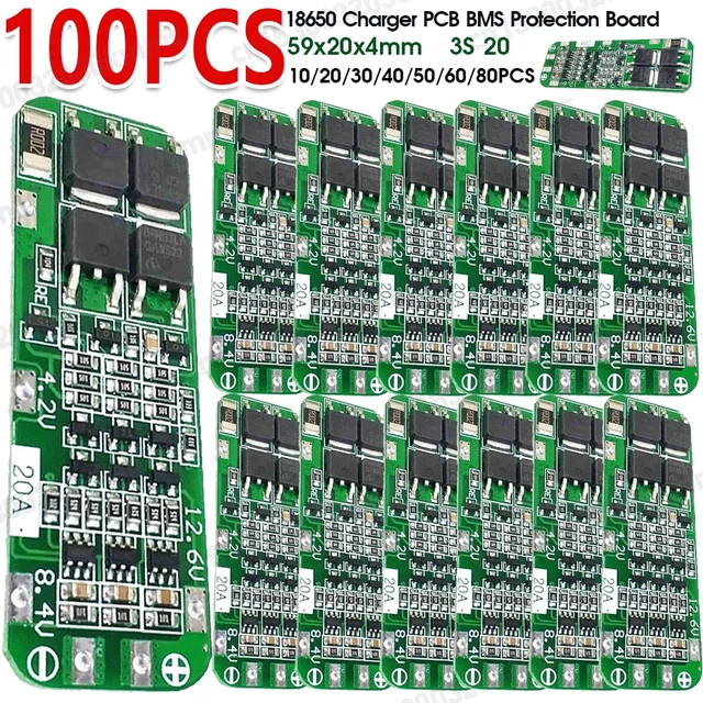 COOLMOON 3S 20A Li-Ionen-Lithium-Batterie BMS Schutzplatine für 18650 Zellen und Lipo-Module, 12,6 V, Grün, B/T/H: 59 x 20 x 4 mm - Bild 1