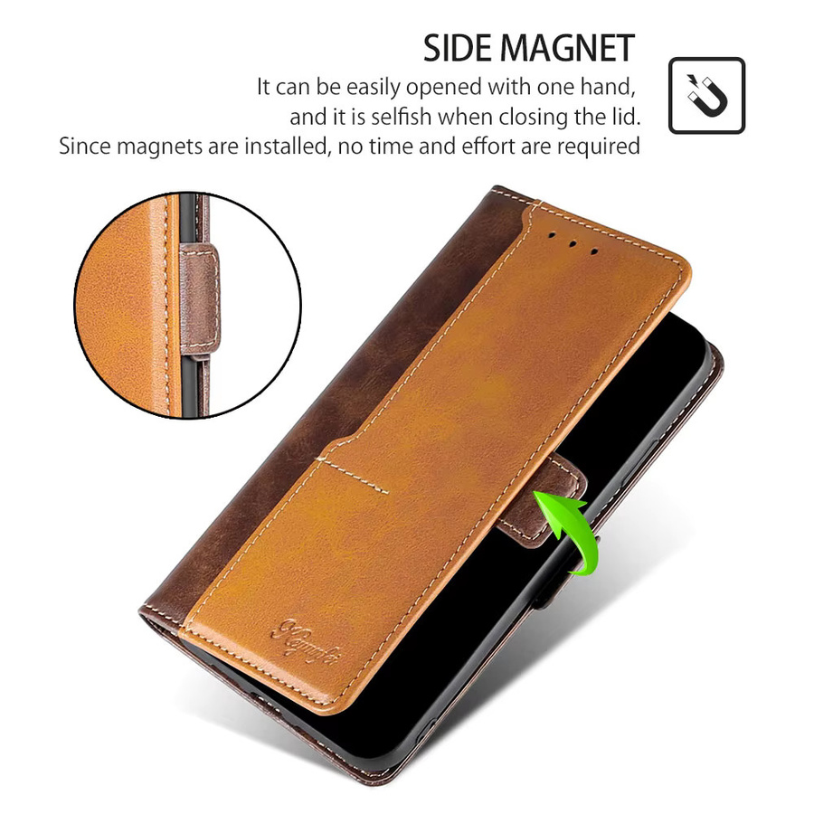 Stoßfeste Ledertasche mit Magnetschnalle und Flip Card Stand für Honor 200 Smart und Honor X6B 4G in Braun - Bild 3