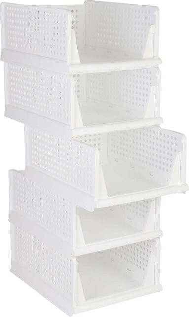 Relaxdays Kleiderschrank Organizer 5er Set aus Kunststoff in Weiß, faltbar und stapelbar, B/T/H: 43,0 x 33,5 x 18,5 cm - Bild 1