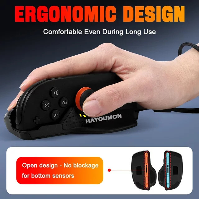 Hayoumon Gaming-Maus für Nintendo Switch, ergonomisches Set mit rutschfestem Handgelenkband, Schwarz - Bild 1