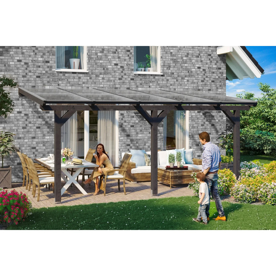 Skan Holz Terrassenüberdachung Bormio aus Leimholz in Anthrazit, Breite: 541 cm, Tiefe: 350 cm - Bild 2