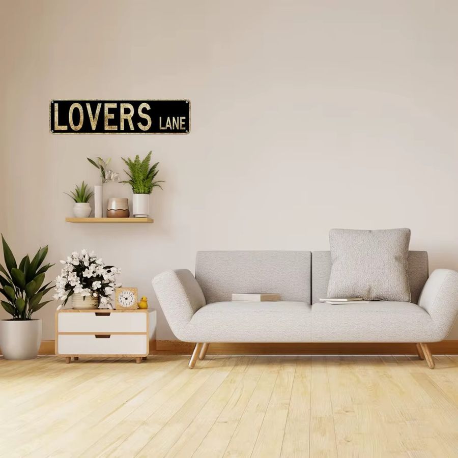 KIOZIY Lovers Lane Straßenschild als Retro-Vintage-Blechdekoration für die Wand, B/H: 40,6 x 10,2 cm - Bild 4