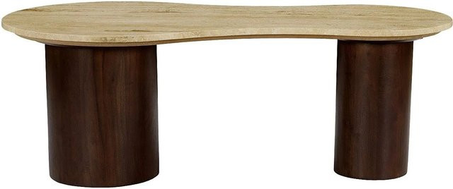 Couchtisch Surila von Vente-unique in Beige mit ovaler Form und Akazienholz-Design, Breite: 121 cm - Bild 1