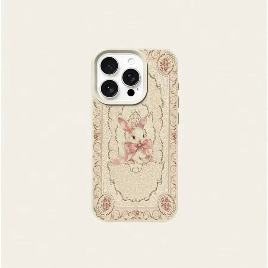 Wolkerfly Handyhülle mit rosa Schleife und Hasen-Muster aus TPU für iPhone 11 bis 17 Pro Max Air Plus XS X XR 16E in Pink - Bild 3