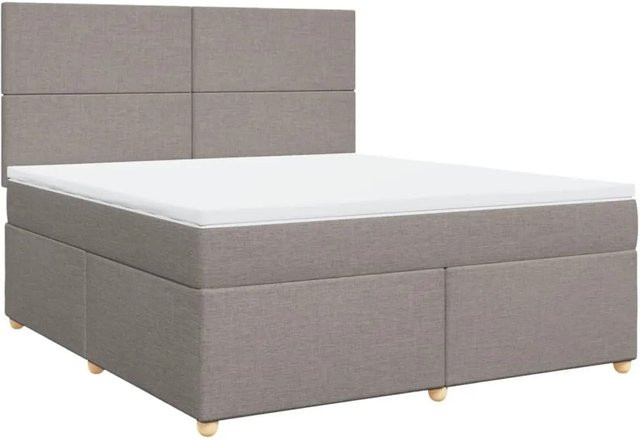 vidaXL Boxspringbett mit Matratze Hybrid-Design in Taupe, Weiß und Grau aus Stoff und Kiefernholz, B/T: 180 x 200 cm - Bild 1