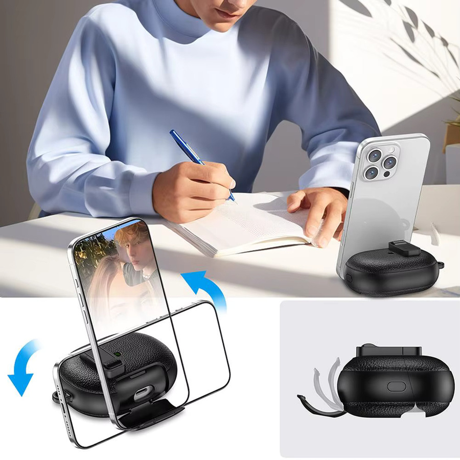 Lychee Grain Kopfhörerhülle mit Telefonständer für Huawei FreeBuds Pro 5 in Schwarz oder Grün - Bild 3