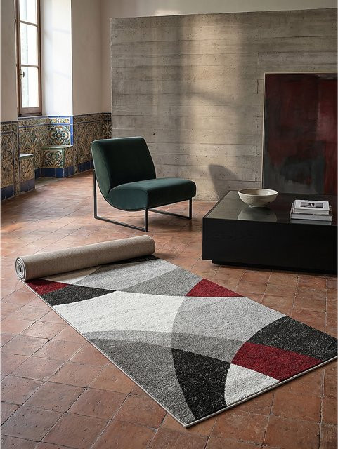 Niederflor-Läufer THUR Kadima Design in Grau und Multicolour mit geometrischem Muster, B/T: 80 x 140 cm - Bild 1