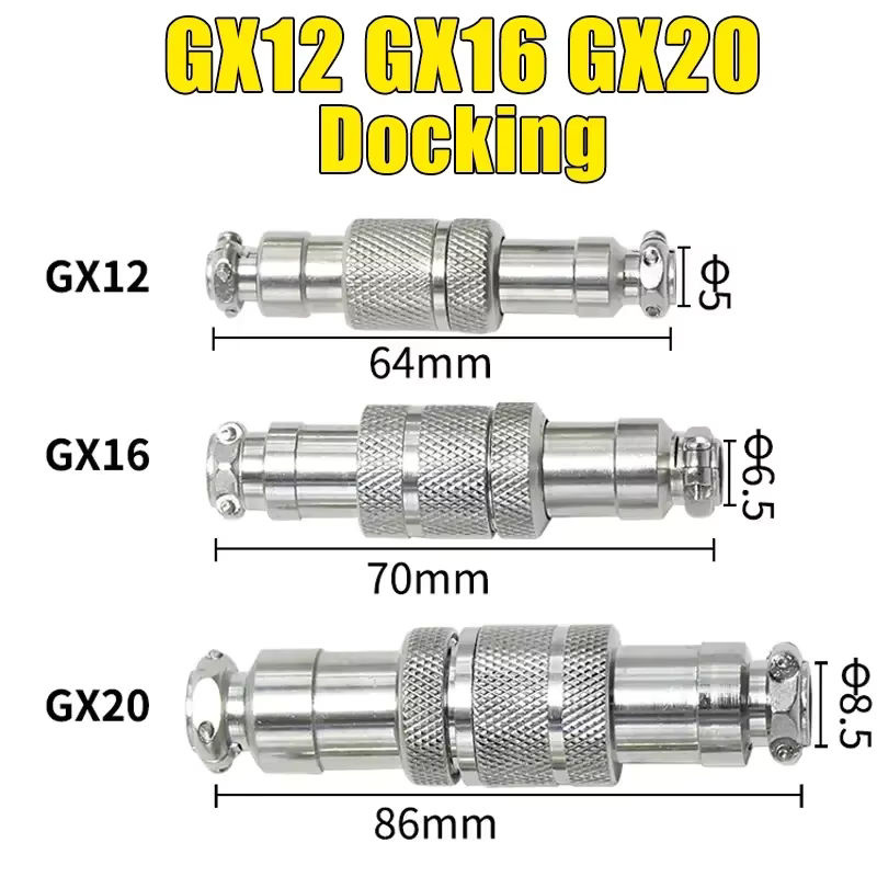 GX Aviation Rundsteckverbinder Set mit Stecker und Buchse in Silber für GX12 GX16 GX20 verschiedene Pin-Konfigurationen - Bild 2