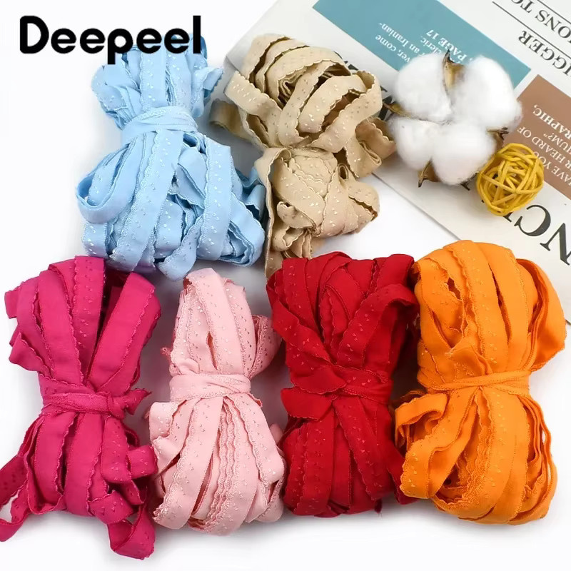 Deepeel Elastikband für Unterwäsche und BH-Träger, doppellagiges Stretchband und Spitzenband als DIY Nähzubehör, Breite: 11 mm, Farben: Pink und Multicolour - Bild 4