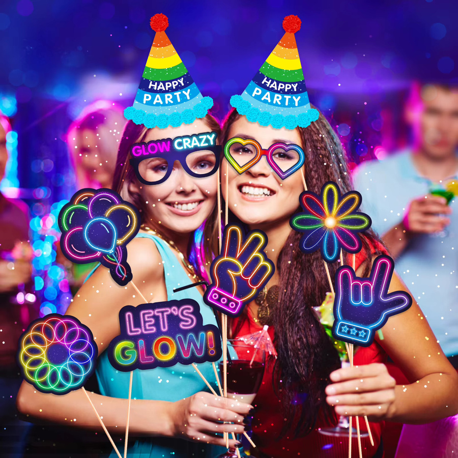 Glow Crazy Party Photo Booth Requisiten, Bunte Graffiti, DIY Foto Prop Dekor - Bild 5