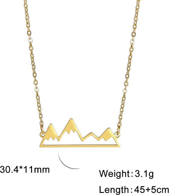 YULIN Anhänger Halskette, Schneebedeckter Berg, Edelstahl, Gold, Damen - Bild 1