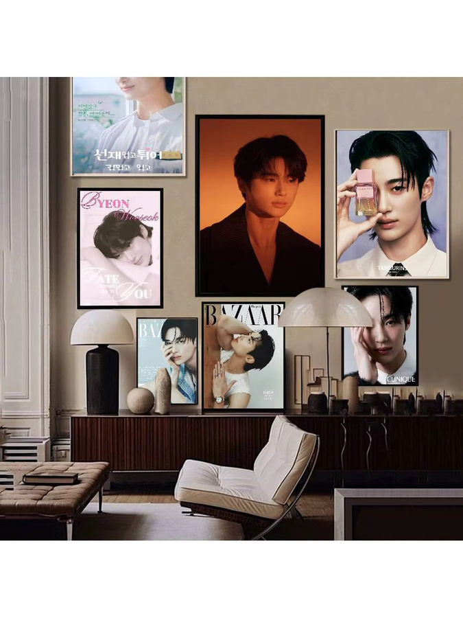 Selbstklebendes B-Byeon W-Wooseok Anime-Poster aus weißem Kraftpapier, Wandkunst Dekoration, B/H: 15 x 15 cm - Bild 6