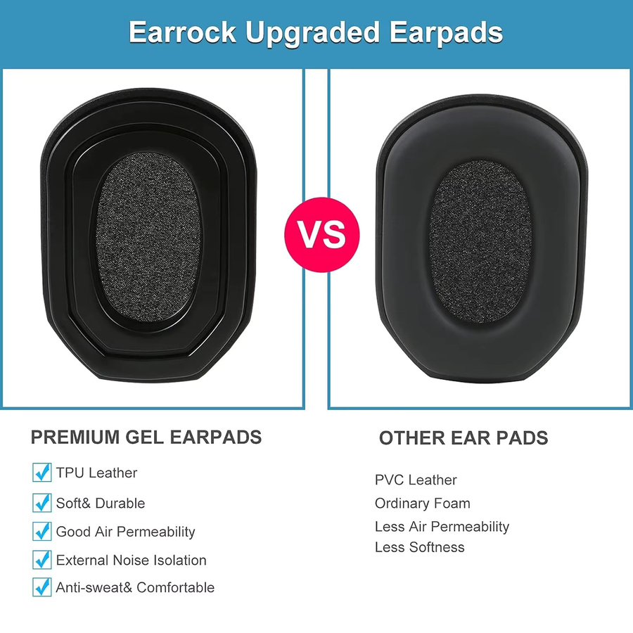 Gel-Ohrpolster in Schwarz für WK Electronic Hearing Protection Kopfhörer und taktische Anti-Lärm-Ohrenschützer - Bild 4