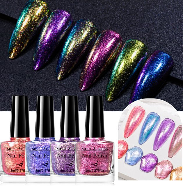 Meet Across Nagellack-Set, 2-teilig, 8 ml, schimmernd, Galaxie-Chrom-holografisch - Bild 1