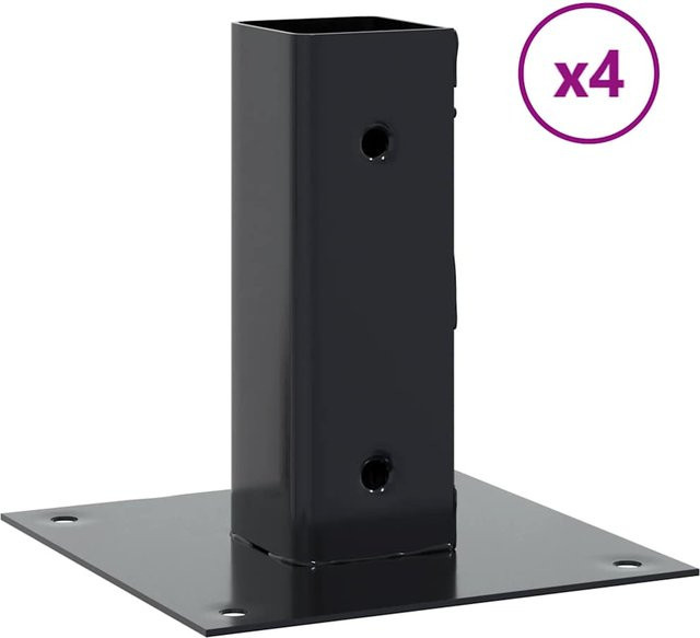 Yiwydaa Pfostenfuß Set aus pulverbeschichtetem Stahl in Schwarz, 4 Stück, B/T: 46 x 46 mm - Bild 1