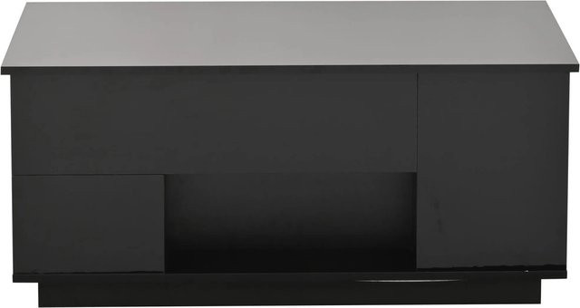 okwish Couchtisch höhenverstellbar mit LED und 2 Schubladen in Schwarz, B/T: 100 x 50 cm - Bild 1