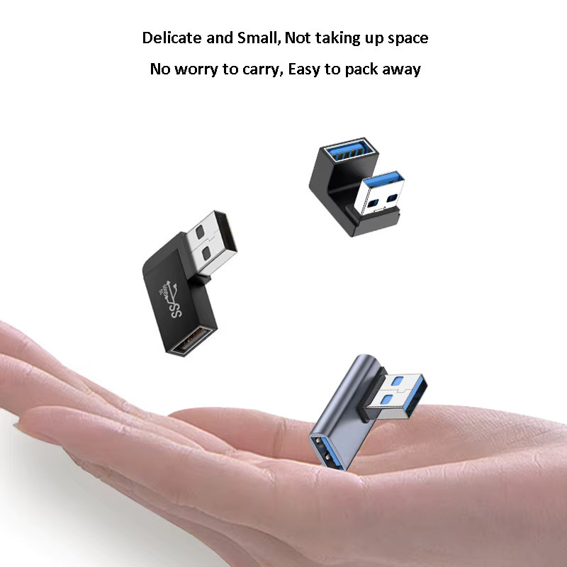Geris Power USB-C auf USB-A 90-Grad-Adapter in Schwarz für 10-Gbit/s-Datenübertragung als rechtwinklige Verlängerung von Stecker zu Buchse - Bild 4