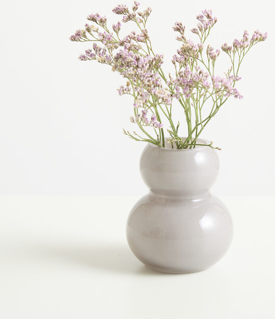Moderne Glasvase von BLUME2000 in Taupe/Grau, Höhe: 10,0 cm, Breite: 9,0 cm, Tiefe: 9,0 cm - Bild 1