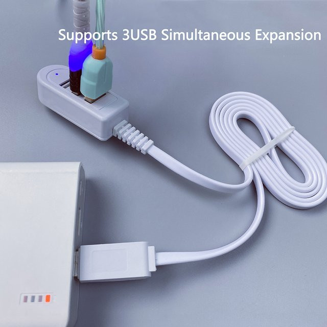 Koovesy 3-in-1 USB-Splitter Hub mit 3 A Ladefunktion und Datenübertragung in Weiß - Bild 1