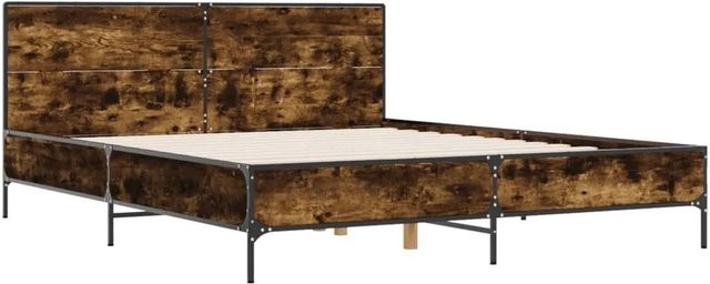 vidaXL Bettgestell aus Holzwerkstoff und Metall in Räuchereiche, B/T: 138 x 193 cm - Bild 1