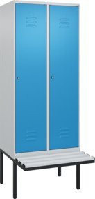 C+P Spind Classic PLUS Garderobenschrank mit Sitzbank, 2 Abteile, Lichtgrau, B/T/H: 212 x 80 x 81,5 cm - Bild 1
