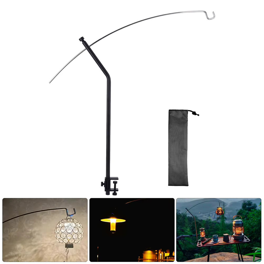 APWIKOGER Camping IGT Laternen-Hängeträger aus Aluminiumlegierung in Schwarz mit abnehmbarer Lampe und Aufhänger für Outdoor, Picknick und Wandern - Bild 2