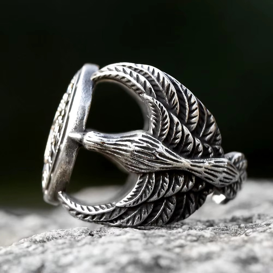 Ring Edelstahl, Silber, Wikinger Odin Vegvisir, Herren - Bild 2