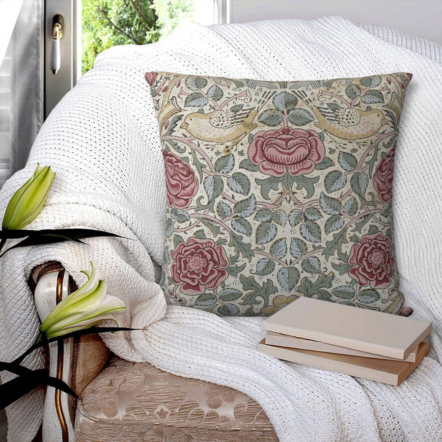 William Morris Rose Floral Kissenbezug aus Polyester und Leinen in Multicolour, B/B/H: 18 x 18 x 18 cm - Bild 2