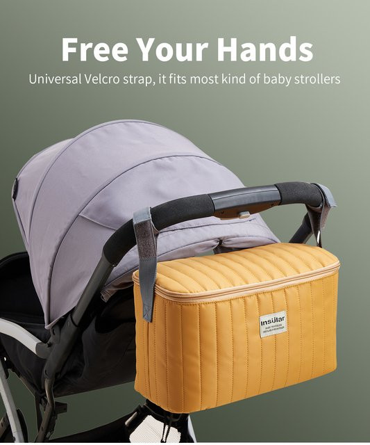 Wasserdichte Wickeltasche aus Nylon als Organizer für Kinderwagen in Pink und Gelb - Bild 1
