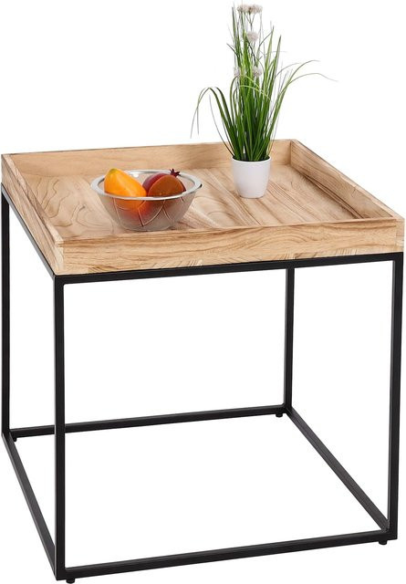 Beistelltisch MCW-K71 aus Paulownia-Holz und Metall in Braun, B/T/H: 60 x 60 x 60 cm - Bild 1
