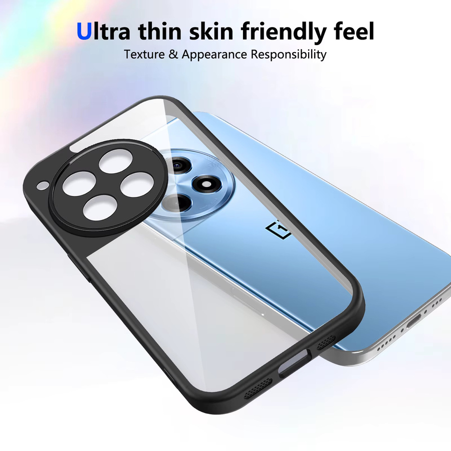OnePlus 12R und OnePlus Ace 3 Handyhülle mit transparenter matter Rückseite und Silikon-Bumper aus Hartschale - Bild 2