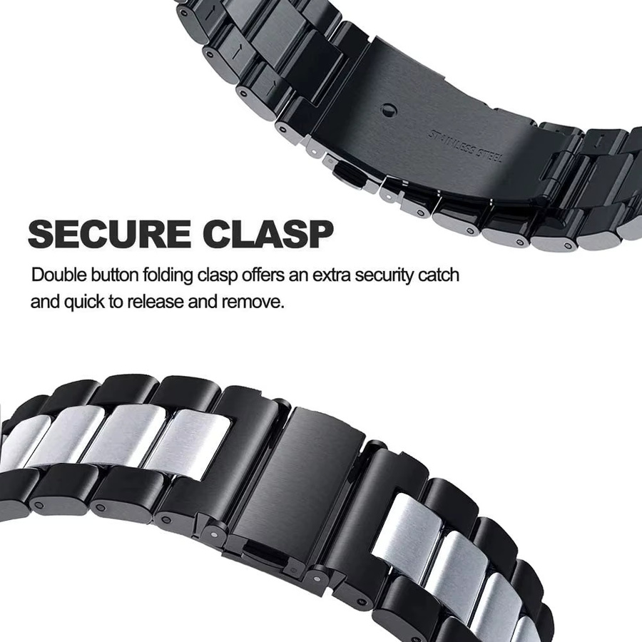 Uhrenarmband Edelstahl, Schwarz, Samsung Galaxy Watch Active 2 40 mm 44 mm - Bild 3
