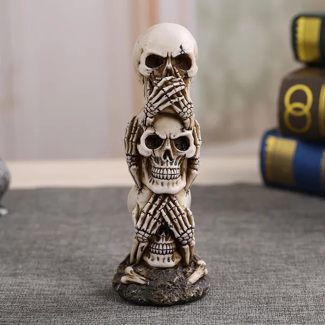 MINIDEAL Punk Schädel Ornament aus Harz in Weiß als kreative Halloween Desktop Dekoration - Bild 1