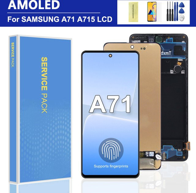 Samsung A71 4G LCD Display mit Touchscreen Sensor Digitizer Montage inklusive Rahmen in Schwarz, 6,7 Zoll für SM-A715F/DS - Bild 1