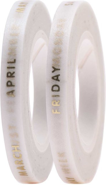 Rico Design Paper Poetry Washi Tapes mit Monaten und Wochentagen, weiß-gold, 2 Stück, Breite: 0,5 cm, Länge: 10 m pro Rolle - Bild 1