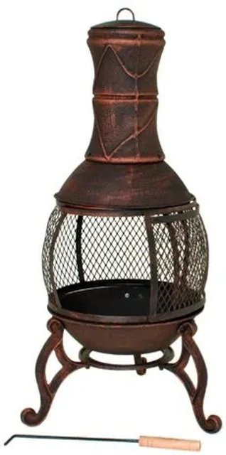 DELUKE Terrassenofen NIL aus Gusseisen in Dunkelbraun, Feuerstelle für Garten und Terrasse mit Grillrost, B/T/H: 90 x 50 x 50 cm - Bild 1