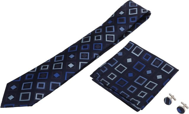 Krawatten Set Herren, Polyester, Seide, Schwarz - Bild 1