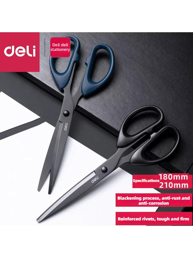 DELI Professionelle Büroschere aus Edelstahl in Schwarz und Blau, 21 cm Hochleistungsschere für Papier und Bastelarbeiten - Bild 5