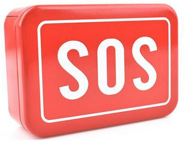 Shoemst Eisen Aufbewahrungsbox mit Deckel und SOS-Muster in Rot für Outdoor-Werkzeuge und Camping-Ausrüstung - Bild 1