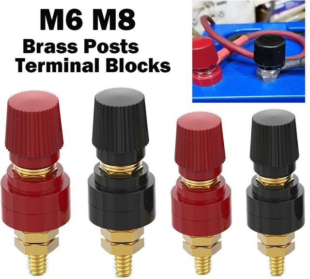 M6 und M8 Messing Binding Post Terminal Blöcke in Rot und Schwarz - Bild 1