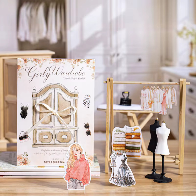 20 Blatt Kleiderschrank-Outfit-Aufkleber für Mädchen in Multicolour mit Kleidern, Oberteilen und Accessoires als Collagen-Zubehör für Tagebücher - Bild 1