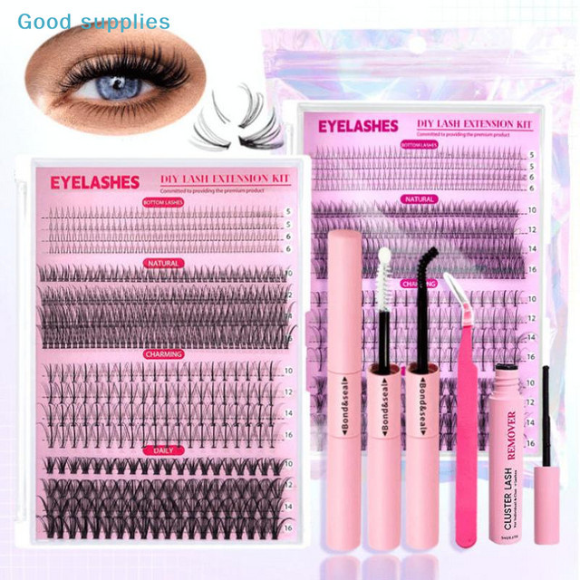 eelhoe DIY Wimpernverlängerungs-Set, wasserfeste Mix-Clusters mit Klebepinzette - Bild 1