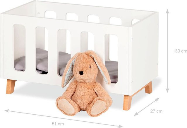 Pinolino Puppenbett Marit in Weiß, 4-teiliges Set aus MDF und Buche - Bild 1