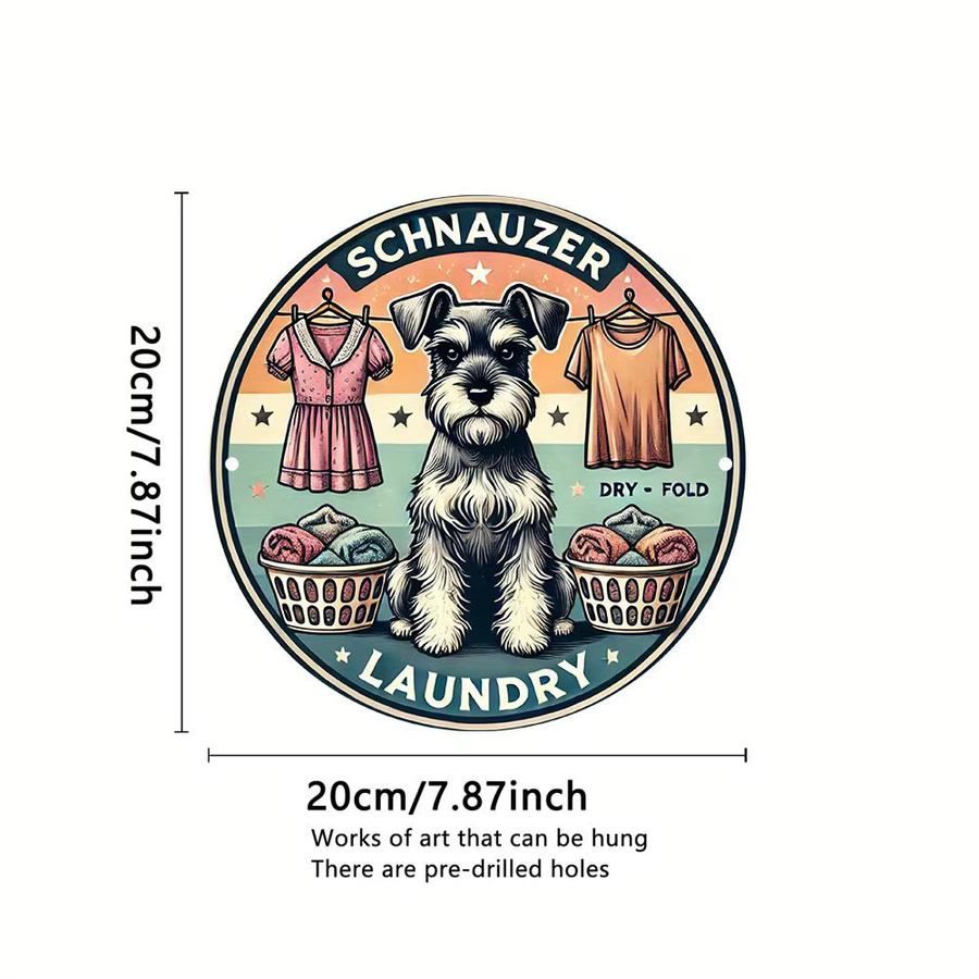 Rundes Aluminiumschild Potdemiel Schnauzer Metallwandkunst Vintage Motiv für deine Raumdekoration Durchmesser: 20 cm - Bild 2