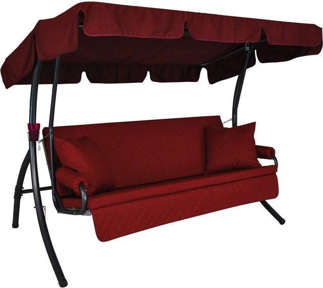 ANGERER Hollywoodschaukel LIVING 3-Sitzer in Bordeaux mit Sonnen canopy und Schlaffunktion, B/T/H: 240 x 160 x 145 cm - Bild 1