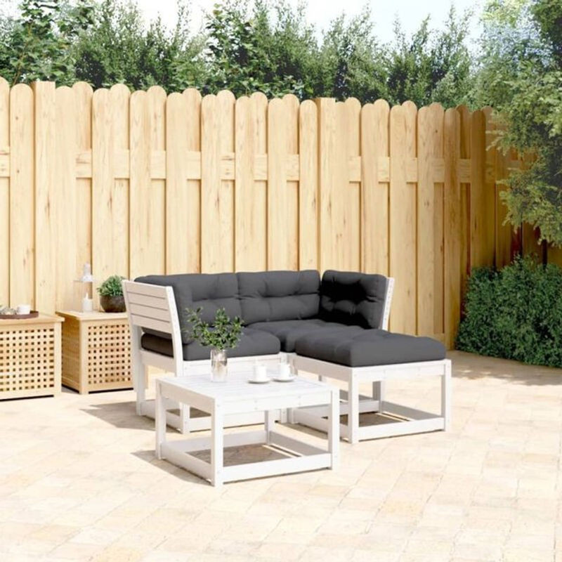3-teilige Garten-Sofagarnitur aus Massivholz Kiefer in Weiß von vidaxl - Bild 1