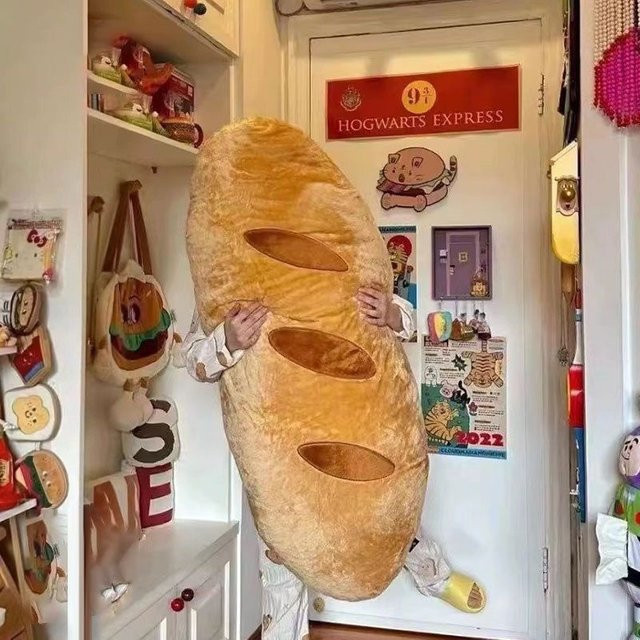 Plüsch Baguette-Kissen in Braun als Kuschel- und Nackenkissen, Länge: 110 cm - Bild 1